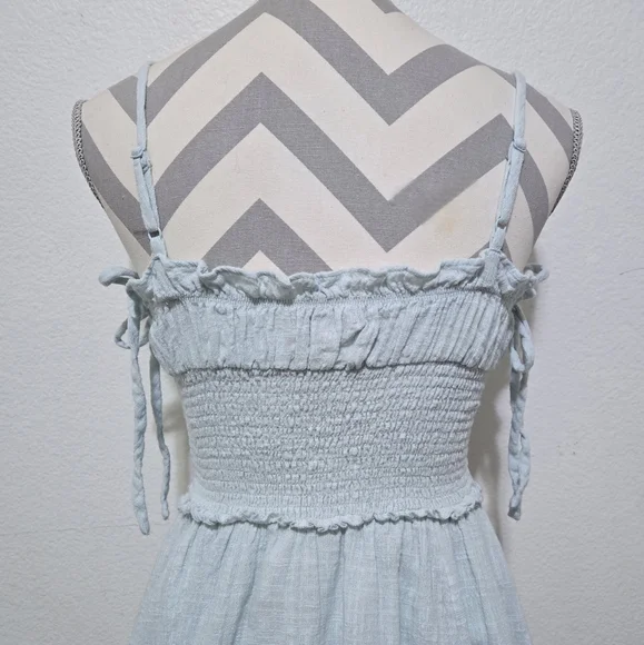 Urban Outfitters Douro Gauzey Midi Dress Light Pale Blue Green Size Small - Picture 8 of 15